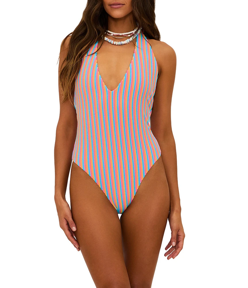 Beach Riot Frida Towel Terry Halter One Piece Swimsuit