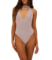 Beach Riot Frida Towel Terry Halter One Piece Swimsuit