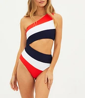 Beach Riot Joyce Color Block One Shoulder One Piece Swimsuit