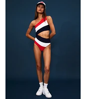Beach Riot Joyce Color Block One Shoulder One Piece Swimsuit