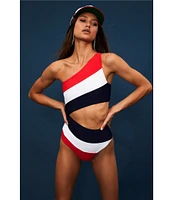 Beach Riot Joyce Color Block One Shoulder One Piece Swimsuit