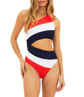 Beach Riot Joyce Color Block One Shoulder One Piece Swimsuit