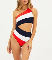 Beach Riot Joyce Color Block One Shoulder One Piece Swimsuit