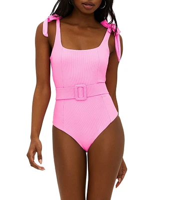 Beach Riot Sydney Belted One Piece Ribbed Swimsuit