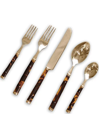 Beatriz Ball Vida Tortoise And Gold 5-Piece Stainless Steel Flatware Set