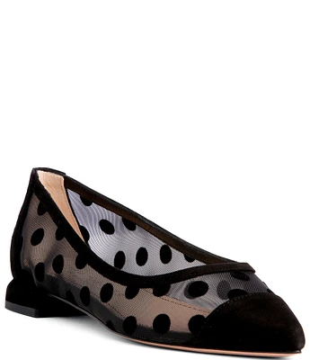 BEAUTIISOLES Blake Suede Polka Dot Mesh Slip Ons