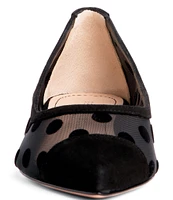 BEAUTIISOLES Blake Suede Polka Dot Mesh Slip Ons