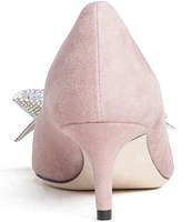 Beautiisoles Frida Suede Embellished Bow Pumps