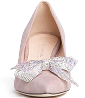 Beautiisoles Frida Suede Embellished Bow Pumps