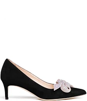 Beautiisoles Frida Suede Embellished Bow Pumps