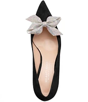 Beautiisoles Frida Suede Embellished Bow Pumps