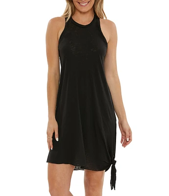 Becca by Rebecca Virtue Beach Date Crew Neck Side Knot Hem Cover-Up Dress