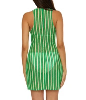 Becca By Rebecca Virtue Cabo Crochet High Neck Sleeveless Swim Cover-Up Dress