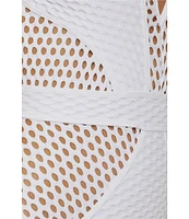 Becca By Rebecca Virtue Castaway Fishnet Texture Plunge Neck One Piece Swimsuit