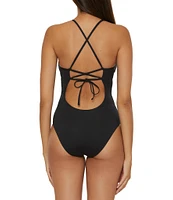 Becca By Rebecca Virtue Colette Clare Scallop Crochet Open Back One Piece Swimsuit