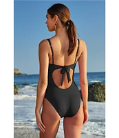 Becca By Rebecca Virtue Color Code V-Wire Neck Shirred Front One Piece Swimsuit