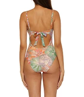 Becca By Rebecca Virtue Coral Reef Viviana V-Wire Tie Back One Piece Swimsuit