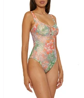 Becca By Rebecca Virtue Coral Reef Viviana V-Wire Tie Back One Piece Swimsuit