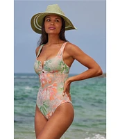 Becca By Rebecca Virtue Coral Reef Viviana V-Wire Tie Back One Piece Swimsuit