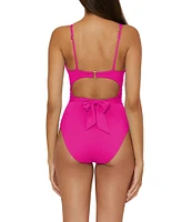 Becca By Rebecca Virtue Garden of Eden Magnolia Plunge Shirred One Piece Swimsuit