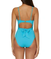 Becca By Rebecca Virtue Garden of Eden Magnolia Plunge Shirred One Piece Swimsuit