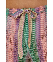 Becca By Rebecca Virtue Jacquard Crochet Knit Drawstring Waist Wide Leg Pull-On Swim Cover-Up Pants