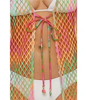 Becca By Rebecca Virtue Mirage Fishnet Flare Sleeve Tunic Swim Cover-Up