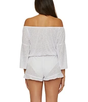 Becca By Rebecca Virtue Modern Edge Cassidy Ribbed Knit Off-The-Shoulder Romper Swim Cover-Up