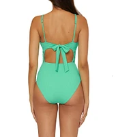 Becca By Rebecca Virtue Modern Edge Toni Fine Ribbed Texture Plunge Neck One Piece Swimsuit