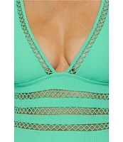 Becca By Rebecca Virtue Modern Edge Toni Fine Ribbed Texture Plunge Neck One Piece Swimsuit