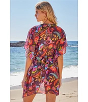 Becca By Rebecca Virtue Portofino Marbleized Ring Tunic Swim Cover-Up