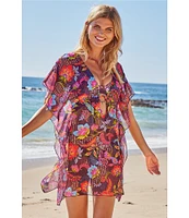 Becca By Rebecca Virtue Portofino Marbleized Ring Tunic Swim Cover-Up