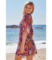 Becca By Rebecca Virtue Portofino Marbleized Ring Tunic Swim Cover-Up