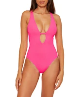 Becca By Rebecca Virtue Positano Seersucker Texture Reversible One Piece Swimsuit