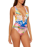 Becca By Rebecca Virtue Positano Seersucker Texture Reversible One Piece Swimsuit
