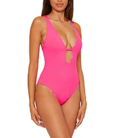 Becca By Rebecca Virtue Positano Seersucker Texture Reversible One Piece Swimsuit