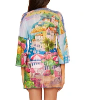Becca By Rebecca Virtue Positano Stretch Mesh Tie Front Tunic Swim Cover-Up