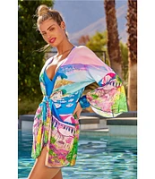 Becca By Rebecca Virtue Positano Stretch Mesh Tie Front Tunic Swim Cover-Up