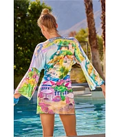 Becca By Rebecca Virtue Positano Stretch Mesh Tie Front Tunic Swim Cover-Up