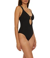 Becca By Rebecca Virtue Solid Marble Canyon Ring One Piece Swimsuit