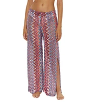 Becca By Rebecca Virtue Sundown Multi Color Split Leg Swim Cover-Up Pants