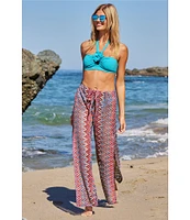 Becca By Rebecca Virtue Sundown Multi Color Split Leg Swim Cover-Up Pants