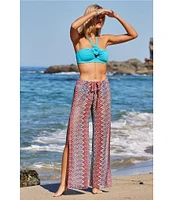 Becca By Rebecca Virtue Sundown Multi Color Split Leg Swim Cover-Up Pants