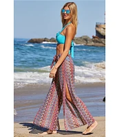 Becca By Rebecca Virtue Sundown Multi Color Split Leg Swim Cover-Up Pants