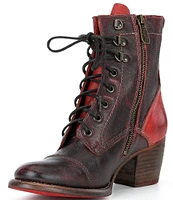 Bed Stu Judgement Leather Block Heel Combat Boots