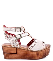 Bed Stu Leonara Leather Wooden Platform Wedge Sandals