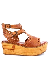 Bed Stu Leonara Leather Wooden Platform Wedge Sandals