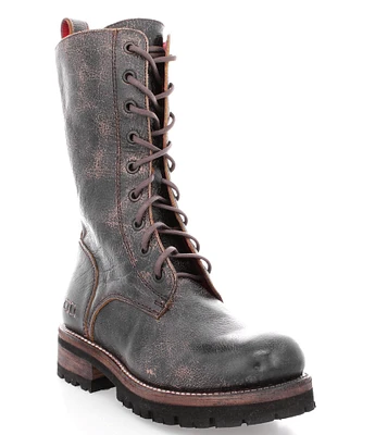 Bed Stu Posh Leather Lace-Up Zip Combat Boots