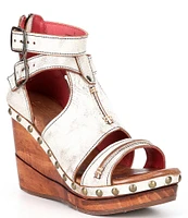 Bed Stu Princess Studded Leather Platform Wedge Sandals