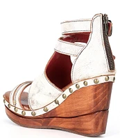 Bed Stu Princess Studded Leather Platform Wedge Sandals